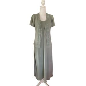 Positive Attitude Women's 2 Piece  Light Green Polyester 4 Petite Maxi  Dress